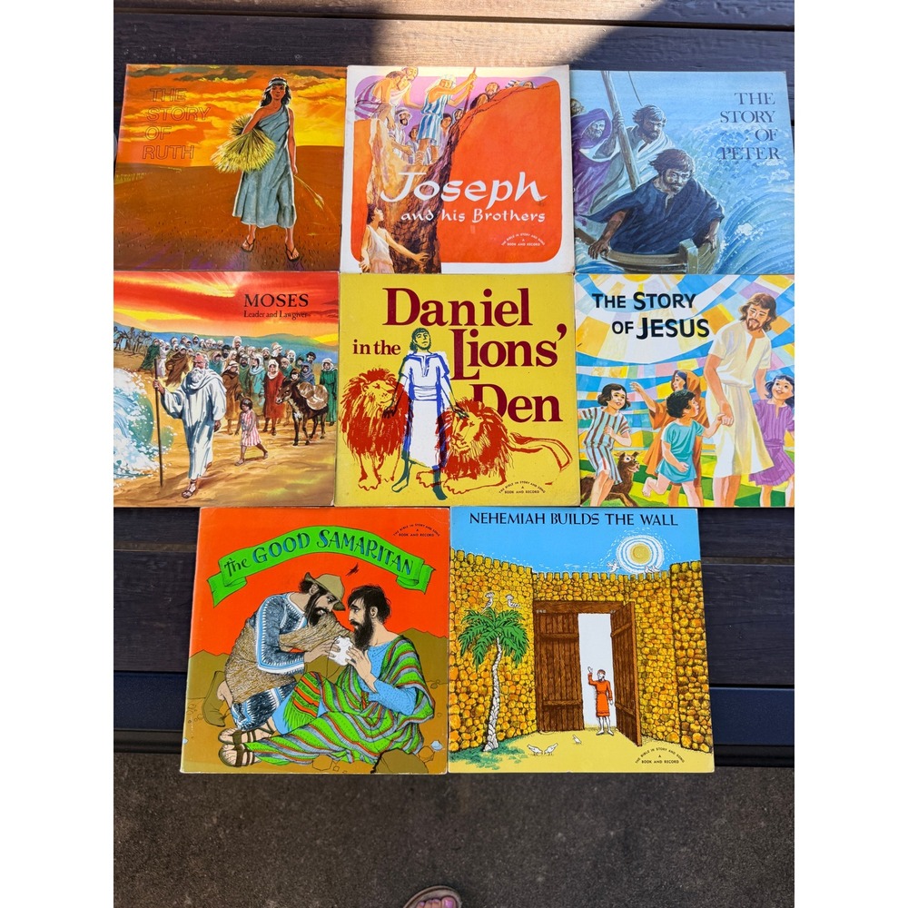 Vintage Bible in Story and Song 8 Book and Record Lot Christian Science Society